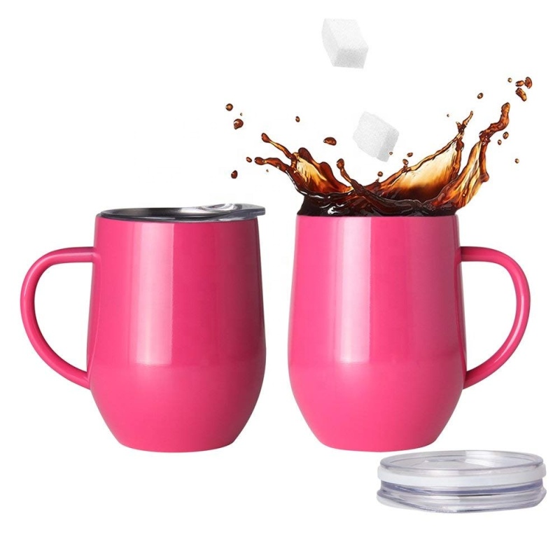 Stainless Steel Coffee Tumbler With Handle Hot seller 12oz  Insulated Vacuum egg Shape Mug