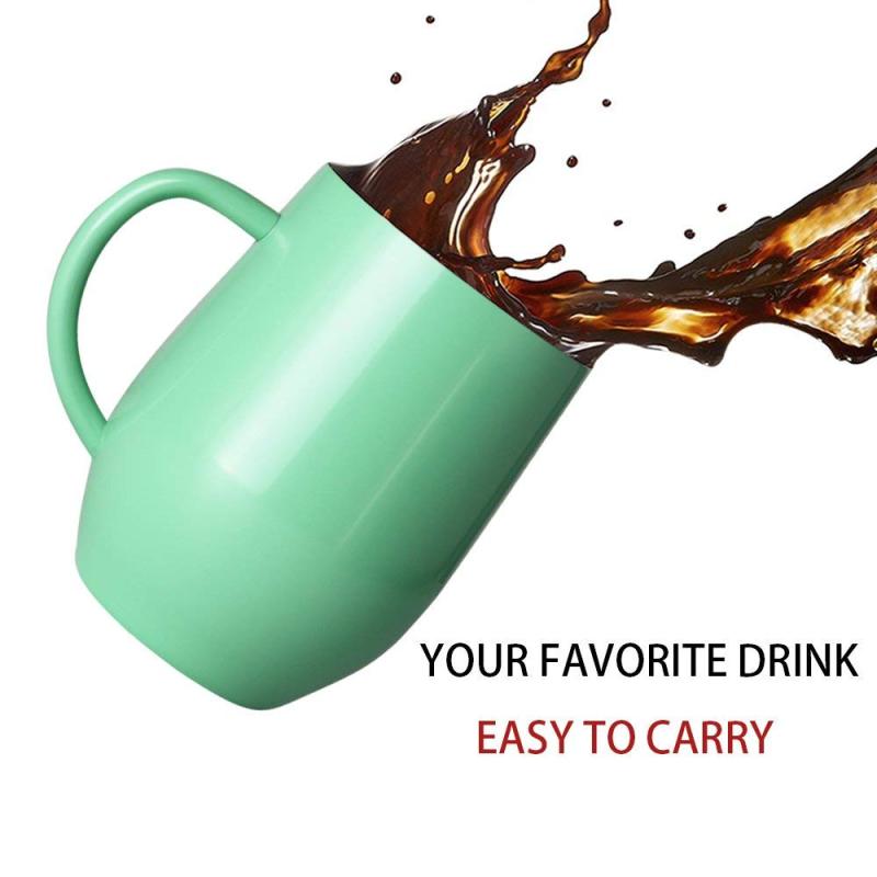 Stainless Steel Coffee Tumbler With Handle Hot seller 12oz  Insulated Vacuum egg Shape Mug