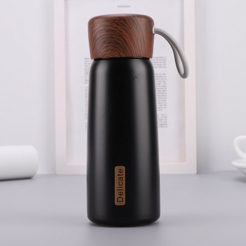 2023 New Design Customized Water Bottle Stainless Steel Insulated Double Wall Thermos Flask with Bamboo Lid