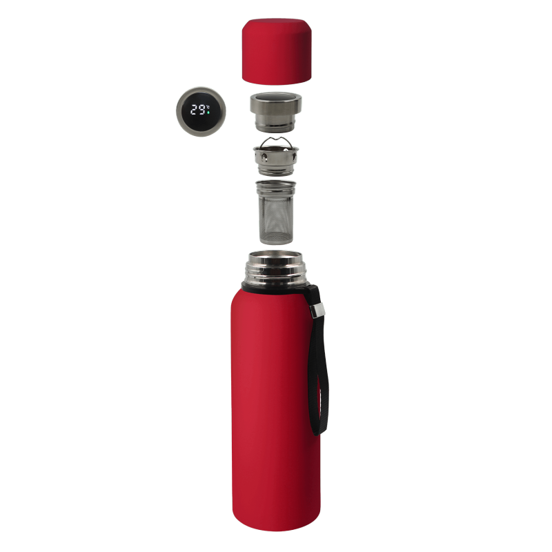750ML Stainless Steel Double Wall Vacuum Flask Insulated Thermos Bullet Shape With Temperature Display Lid Water Bottle