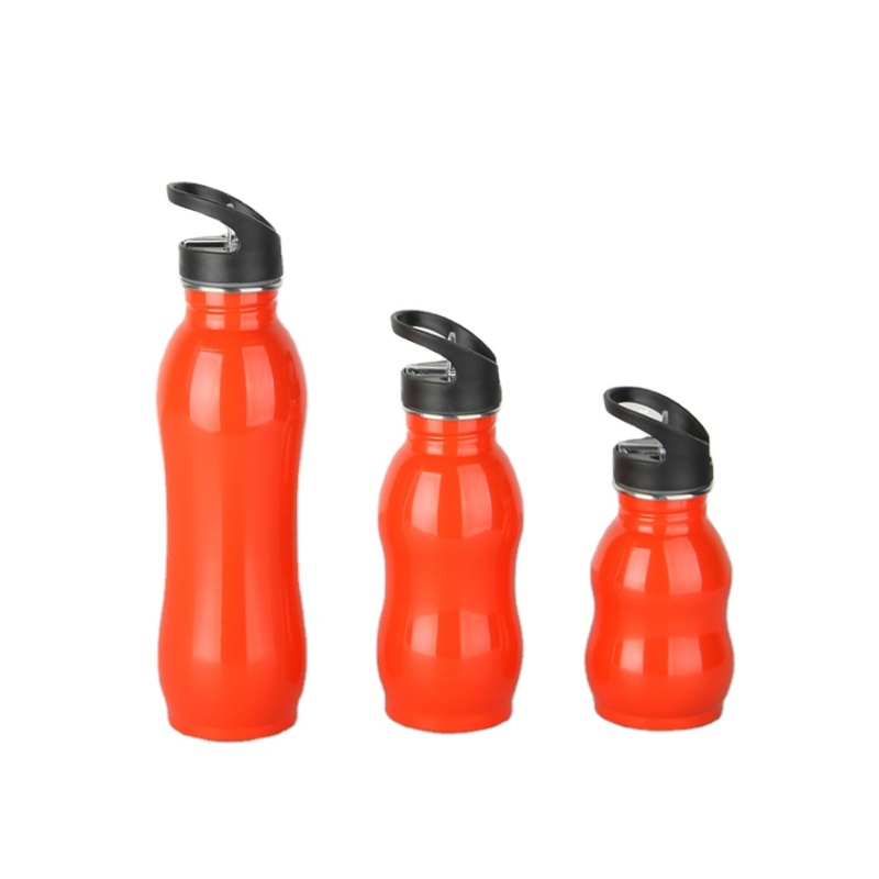 350ml Food Grade Single Walled Gourd Shaped Water Bottle 18/8 Stainless Steel Sport Cup Kids Water Bottle With Straw Lid