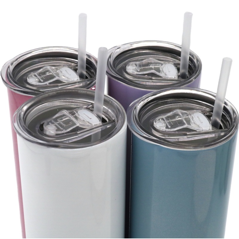Usa Warehouse 20 Oz Straight Blanks Stainless Steel Cup Double Walled 20oz Skinny Sublimation Tumblers With Straw