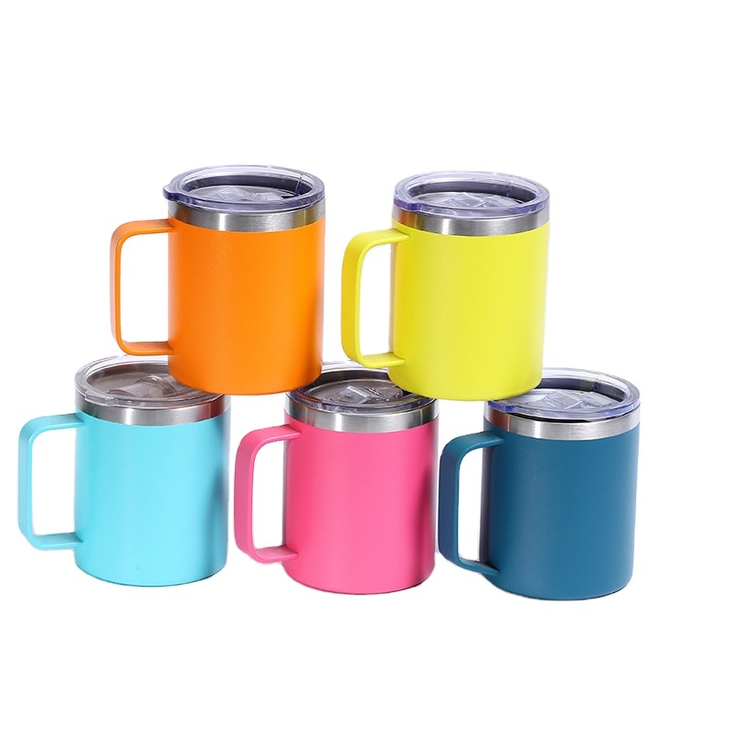 Eco Friendly Double Wall Insulated Vacuum Flasks Beer Mug With Handle Lid Stainless Steel Travel Mug