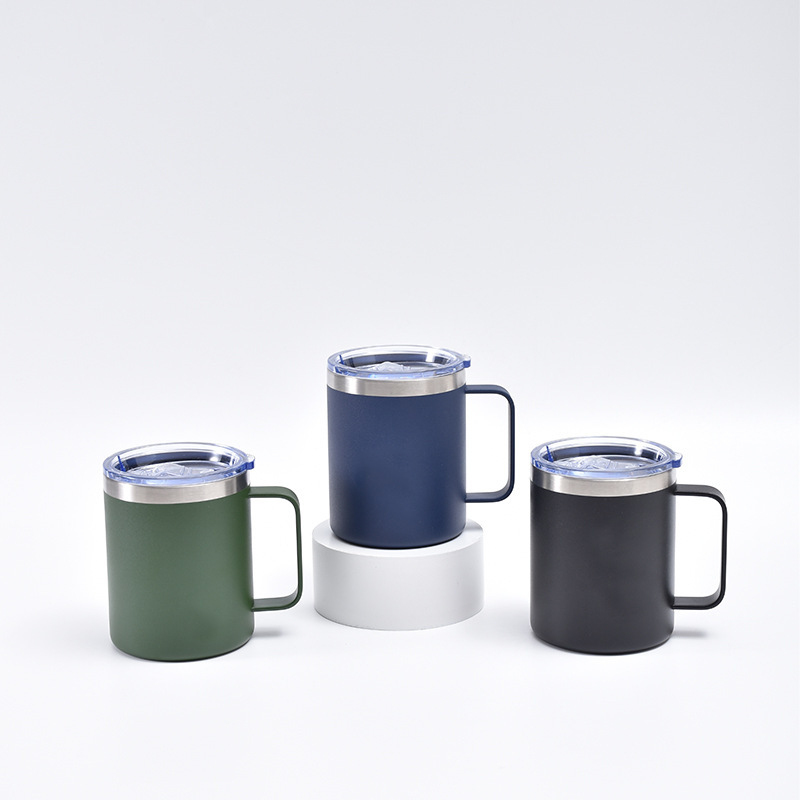 Eco Friendly Double Wall Insulated Vacuum Flasks Beer Mug With Handle Lid Stainless Steel Travel Mug