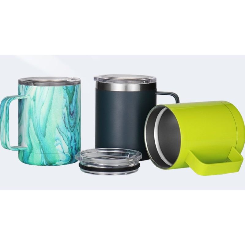 Eco Friendly Double Wall Insulated Vacuum Flasks Beer Mug With Handle Lid Stainless Steel Travel Mug