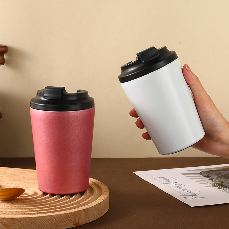 Wholesale custom insulated double-layer stainless steel coffee cups with leak-proof covers