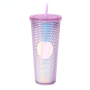 Hot Sale Reusable Diamond Drinking Cups 24 Oz Multi Color Black Studded Tumbler With Lid And Straw