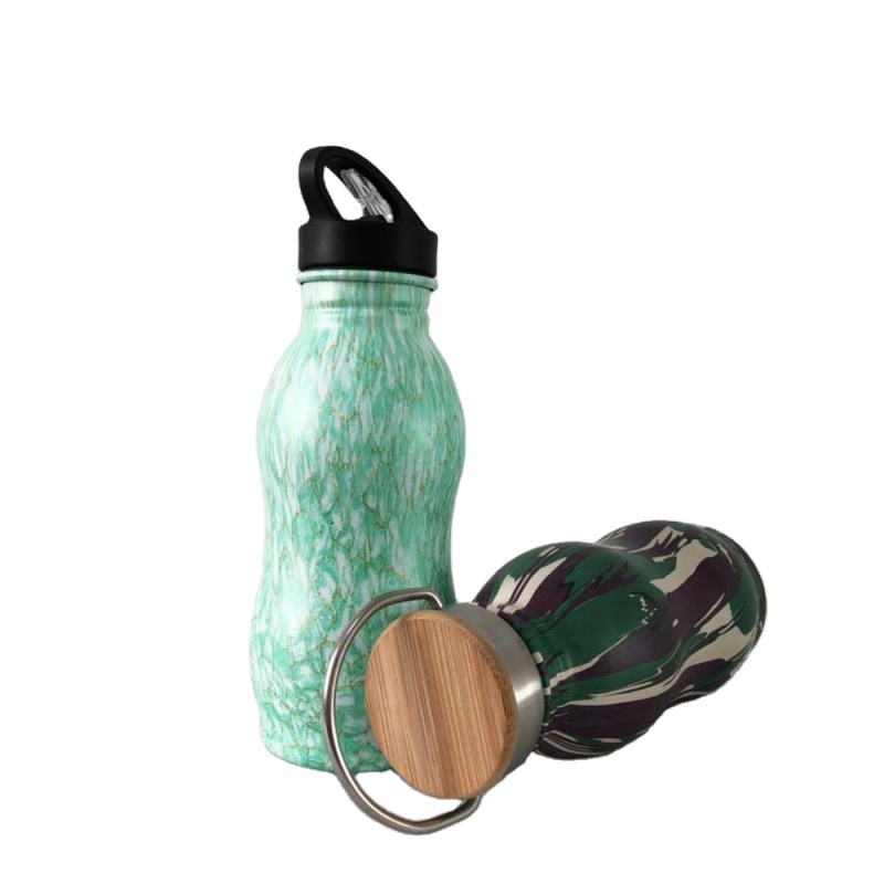 500ml gourd shaped stainless steel bottle with PP and plastic  lid