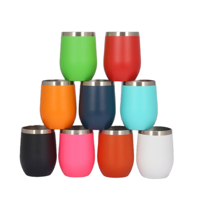 12oz Stainless Steel Egg Tumbler Shape Wine Tumbler Mugs Insulated Thermal Coffee Mug