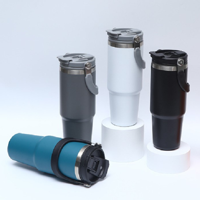 BPA Free Double Wall Thermos Vacuum Insulated Flask Stainless Steel Travel Mug With Handle Lid Coffee Tumbler