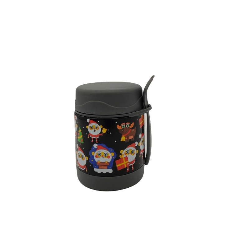 Custom Cartoon Children Food Flask Kid Lunch Box Insulated Bento Box Stainless Steel Thermos Children Food Jar With Spoon