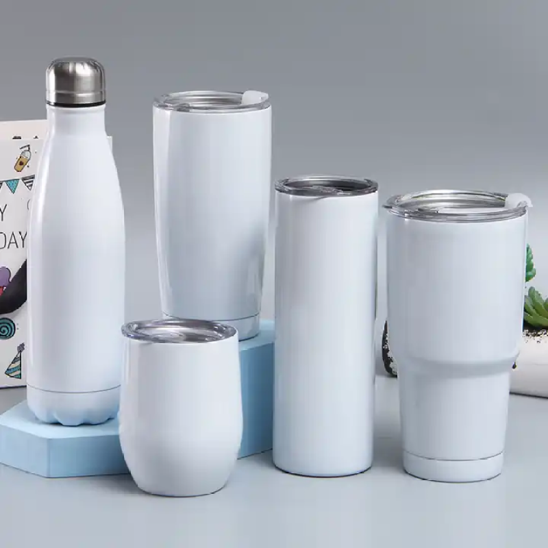 كوب معزول من الفولاذ المقاوم للصدأ بطبقة مزدوجة من سلسلة التسامي الأبيض المخصص