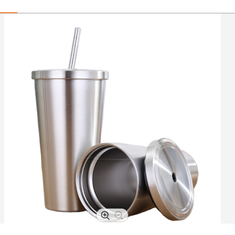 Hot Selling 500ML Double Wall Stainless Steel Cup Vacuum 17oz Coffee Mug With Straw Tumbler