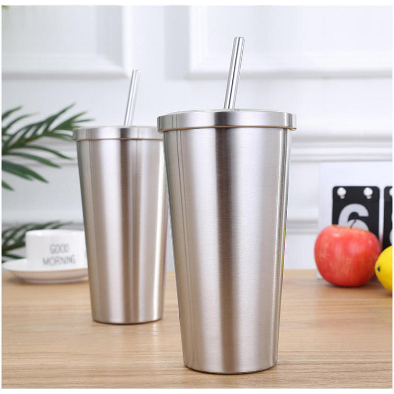 Hot Selling 500ML Double Wall Stainless Steel Cup Vacuum 17oz Coffee Mug With Straw Tumbler