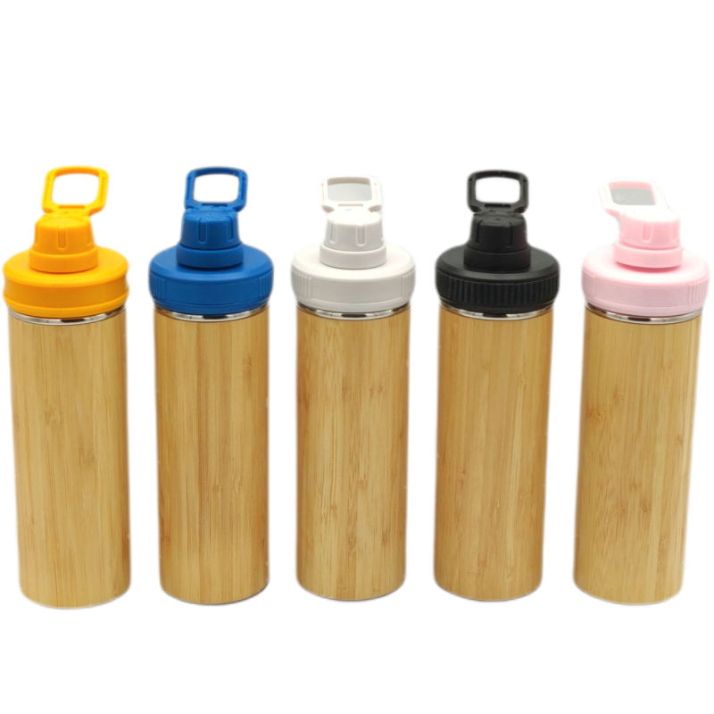 BPA Free Stainless Steel Triple Wall Vacuum Flask Insulated With Bamboo Sleeve With Flip Lid Water Bottle