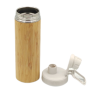 BPA Free Stainless Steel Triple Wall Vacuum Flask Insulated With Bamboo Sleeve With Flip Lid Water Bottle