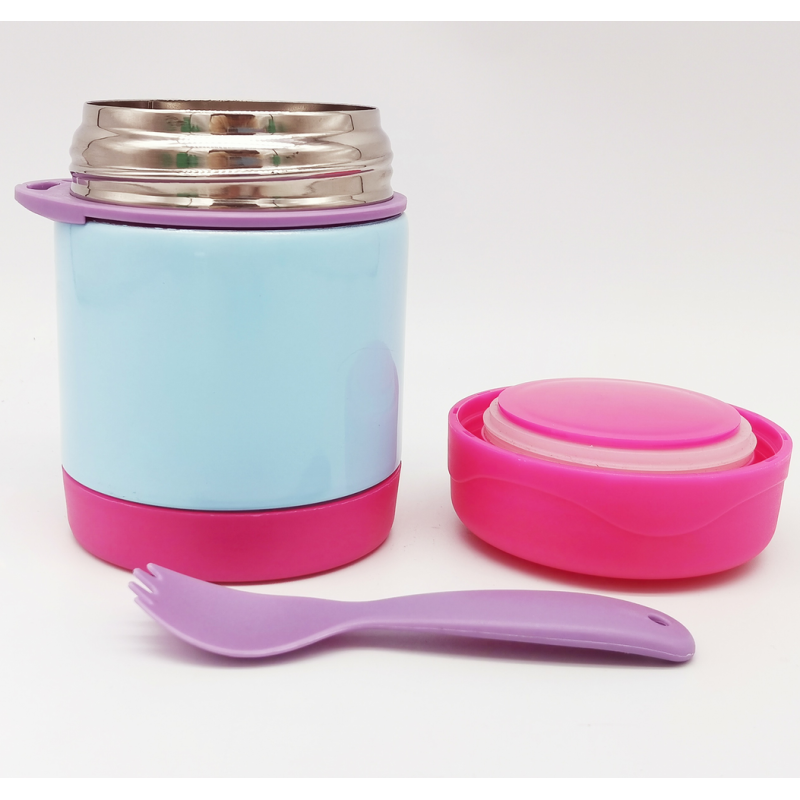 Custom Cartoon Design Vacuum Insulated lunch Box Children's Food Jar With Spoon