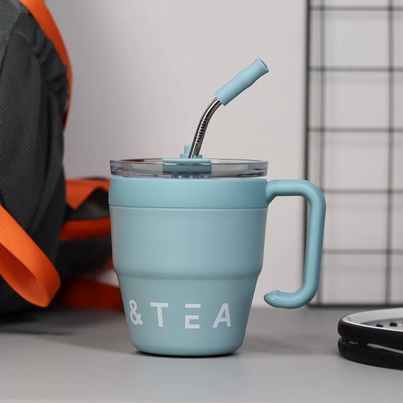 2023 New Arrival Product Stainless Steel Insulated Coffee Mug with Lid and Straw