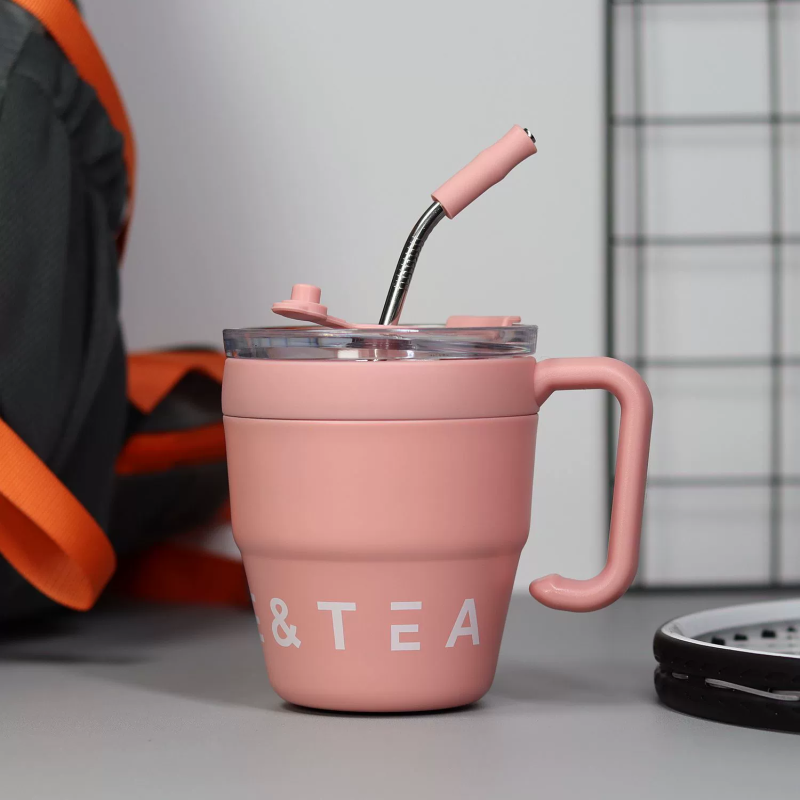 2023 New Arrival Product Stainless Steel Insulated Coffee Mug with Lid and Straw