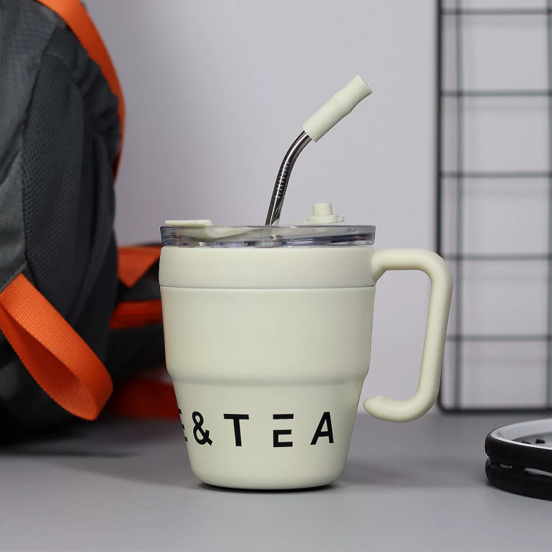 2023 New Arrival Product Stainless Steel Insulated Coffee Mug with Lid and Straw