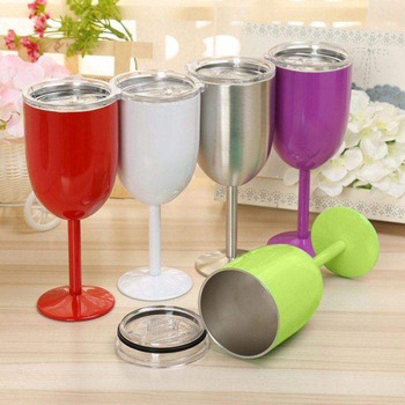 Factory Supply Discount Price 12oz Stainless Steel Stemmed Drinking Water Goblet Wine Tumbler