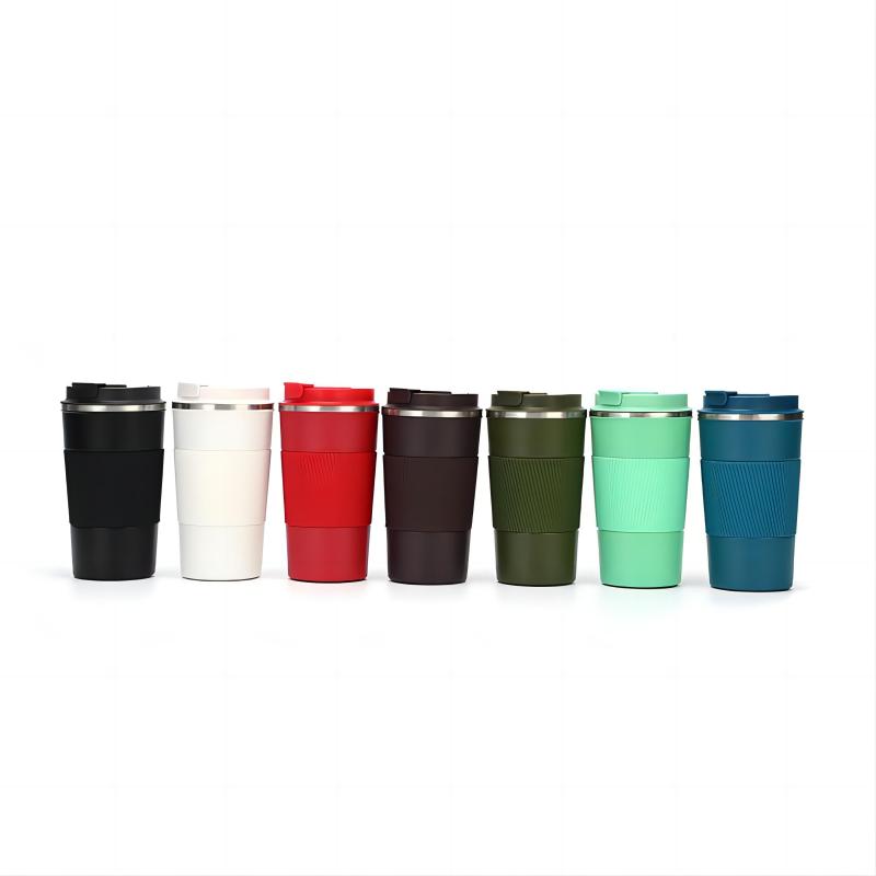 Eco Friendly Stainless Steel Thermos Double Wall Insulated Flask Vacuum Coffee Cup With Silicone Sleeve Office Travel Mug