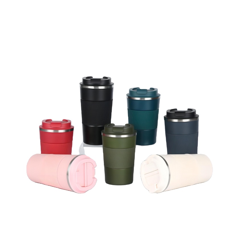 Eco Friendly Stainless Steel Thermos Double Wall Insulated Flask Vacuum Coffee Cup With Silicone Sleeve Office Travel Mug