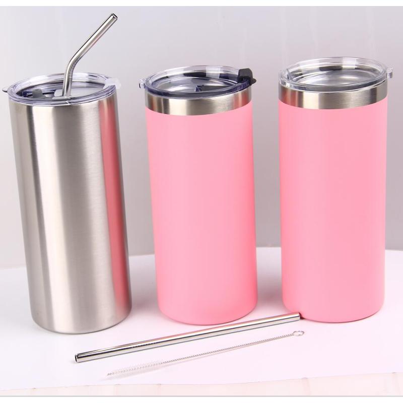 Usa Warehouse 42 Oz Straight Blanks Stainless Steel Cup Double Walled 42oz Skinny Sublimation Tumblers With Straw