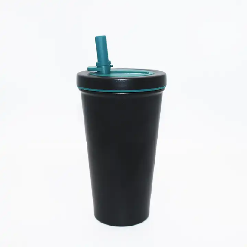Factory direct 500ml double stainless steel vacuum insulated coffee cup with straw lid