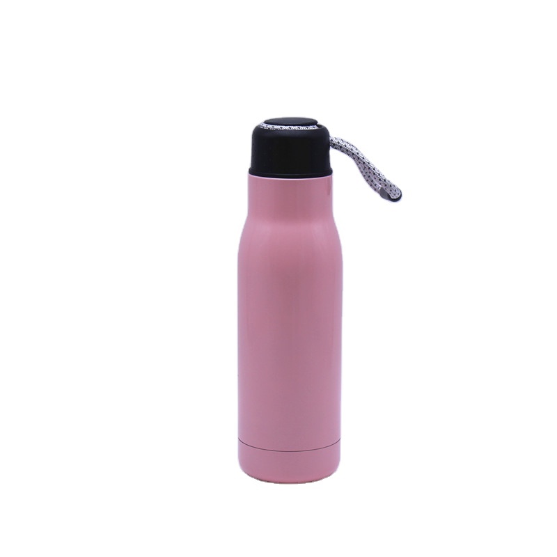 500ml Outdoor Double Wall Insulated Straw Type Stainless Steel Water Bottle With A Strap