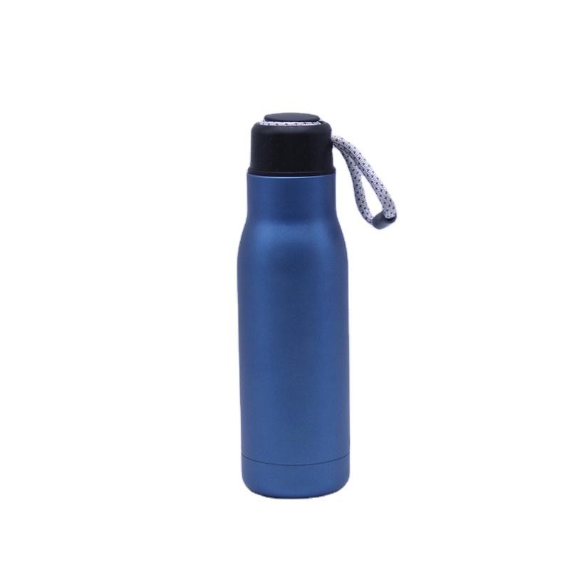 500ml Outdoor Double Wall Insulated Straw Type Stainless Steel Water Bottle With A Strap