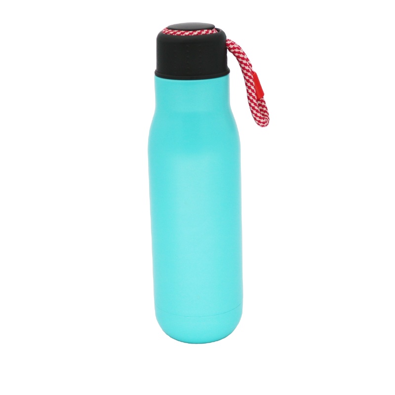 500ml Outdoor Double Wall Insulated Straw Type Stainless Steel Water Bottle With A Strap