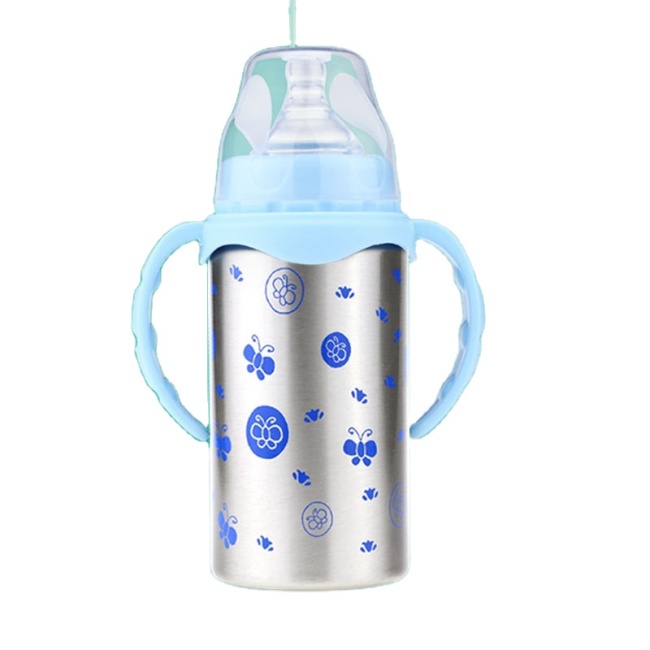 Eco-friendly 8oz Baby Warmer Cup Stainless Steel Thermos Baby Feeding Supplies With Straw Baby Water Bottle