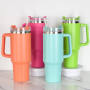 High Quality 40oz Hot and Cold Double Wall Vacuum Sublimation Stainless Steel Tumbler Straw Lid with Handle