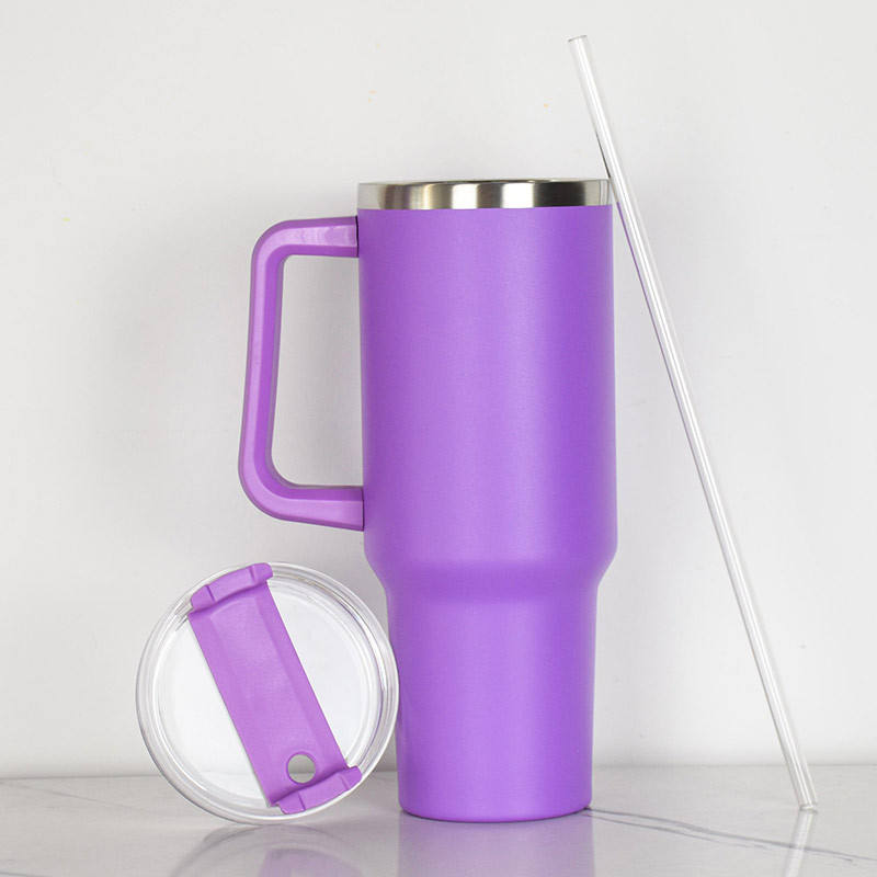 High Quality 40oz Hot and Cold Double Wall Vacuum Sublimation Stainless Steel Tumbler Straw Lid with Handle