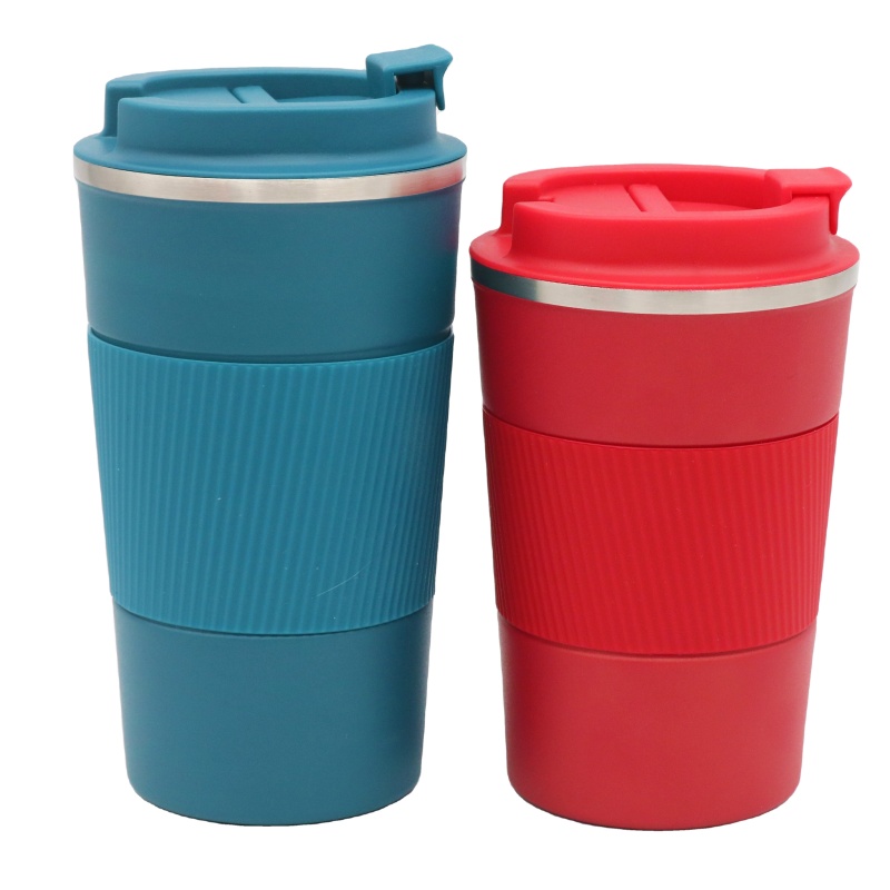 2023 Hot Selling Wholesale Custom Coffee Cups 380 ml Stainless Steel Double Wall Insulated Travel Mug With Silicone Sleeve