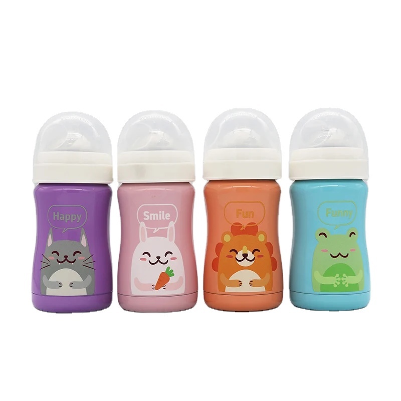 Bpa free baby bottle Double wall stainless steel insulated baby bottle with pacifier