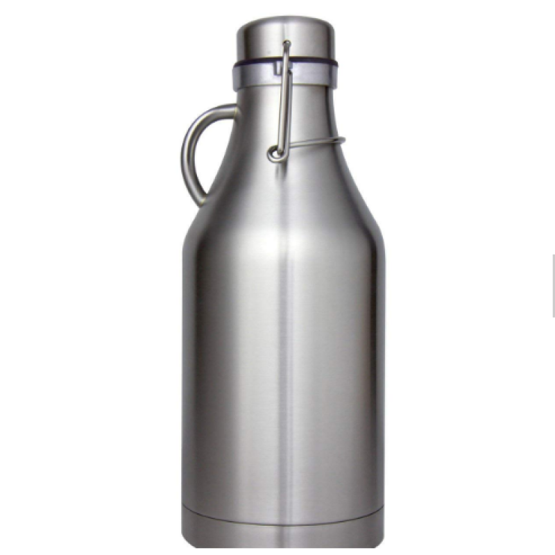 Food grade stainless steel double wall vacuum insulated beer growler for outdoors camping flip top with handle custom