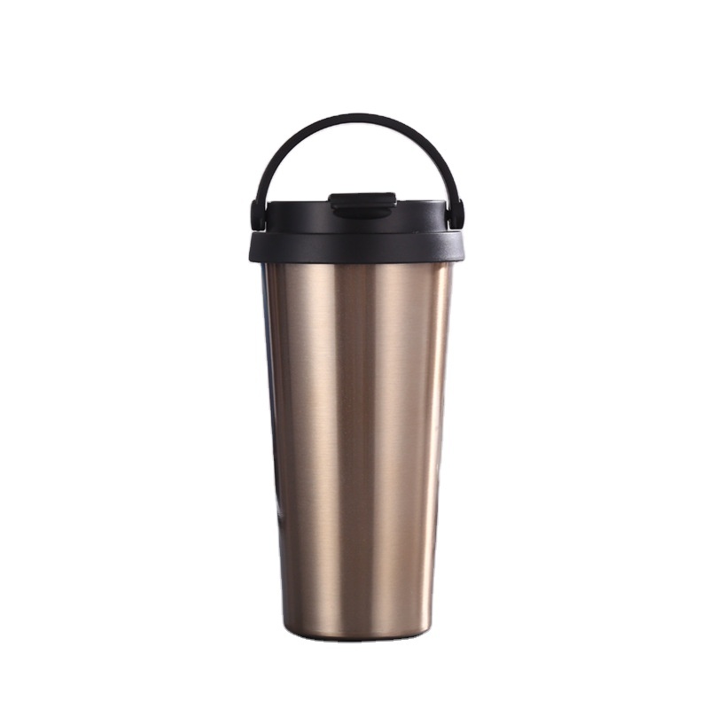 2023 Hot Selling 500 ml Custom Double Walled Stainless Steel Insulated Coffee Mug Travel Water Bottle With Handle Lid