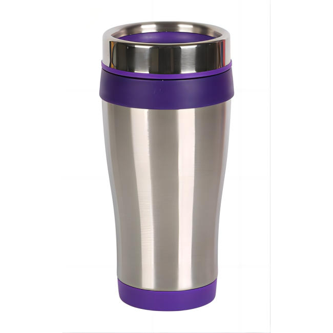 400ml Promotional Mugs Double Wall Inner Plastic Outer Stainless Steel Flask Food Grade Travel Mug