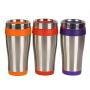 400ml Promotional Mugs Double Wall Inner Plastic Outer Stainless Steel Flask Food Grade Travel Mug