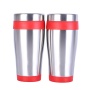 400ml Promotional Mugs Double Wall Inner Plastic Outer Stainless Steel Flask Food Grade Travel Mug