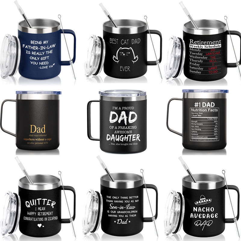 High Quality Double Wall Insulated Vacuum Flasks Beer Mug With Handle Lid Stainless Steel Travel Mug