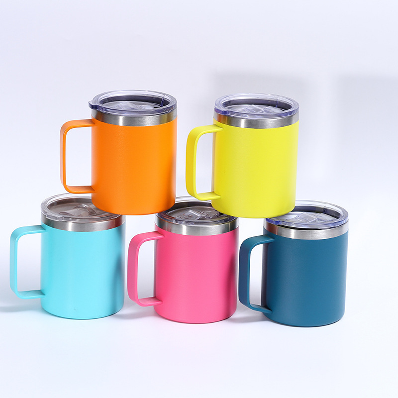 High Quality Double Wall Insulated Vacuum Flasks Beer Mug With Handle Lid Stainless Steel Travel Mug