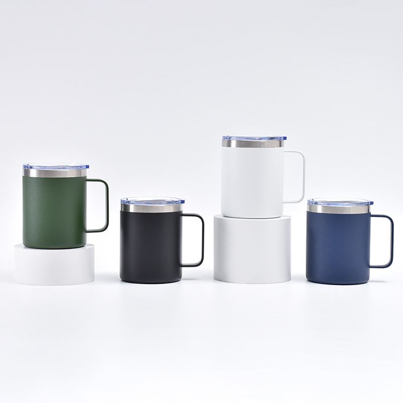 High Quality Double Wall Insulated Vacuum Flasks Beer Mug With Handle Lid Stainless Steel Travel Mug