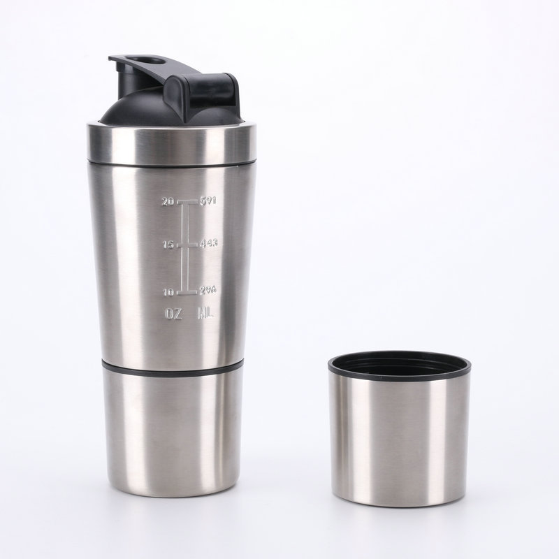 Bpa Free750ml Gym Insulated Double Wall Custom Stainless Steel Protein Shaker  Water Bottle With Shaker Ball And Container