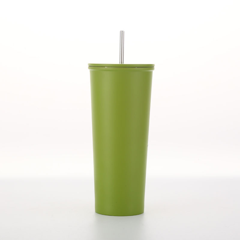 Hot double stainless steel vacuum insulated coffee mug with straw