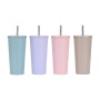 Hot double stainless steel vacuum insulated coffee mug with straw
