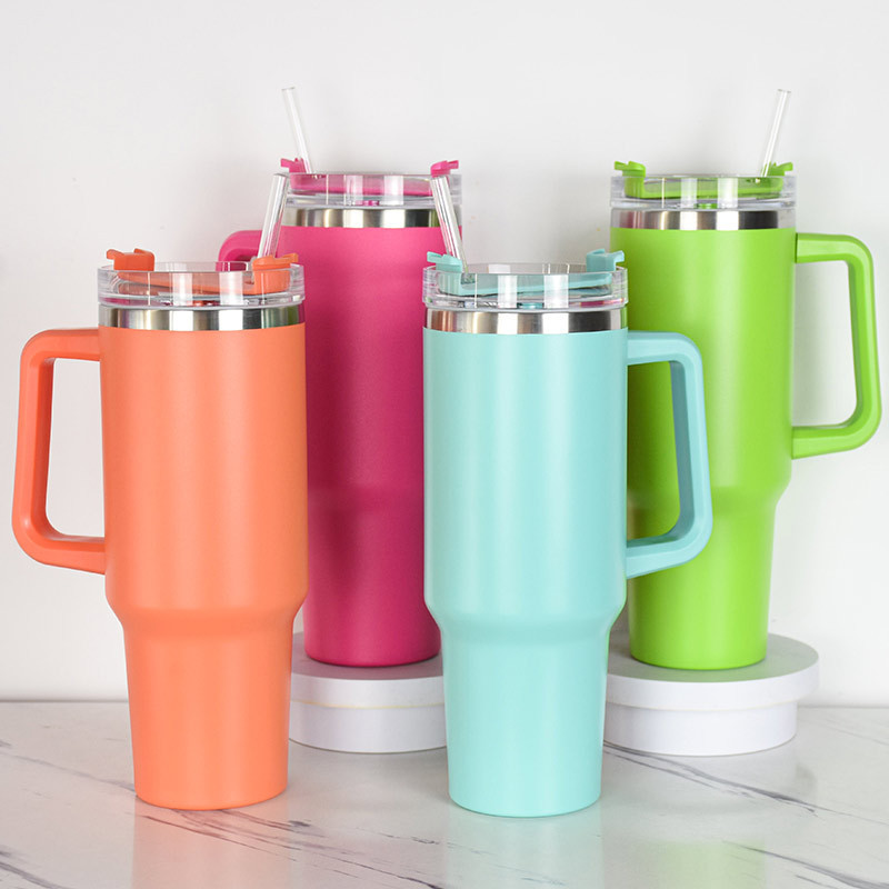 Wholesale Hot Selling Vacuum Insulated Tumbler 40 oz Outdoor Travel Cup Custom Stainless Steel Tumbler with Straw Lid