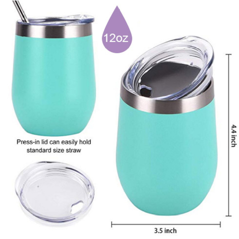 Wholesale Stemless 12oz Wine Tumbler Double Wall Customized Stainless Steel Vacuum Insulated Wine Glass with Lid
